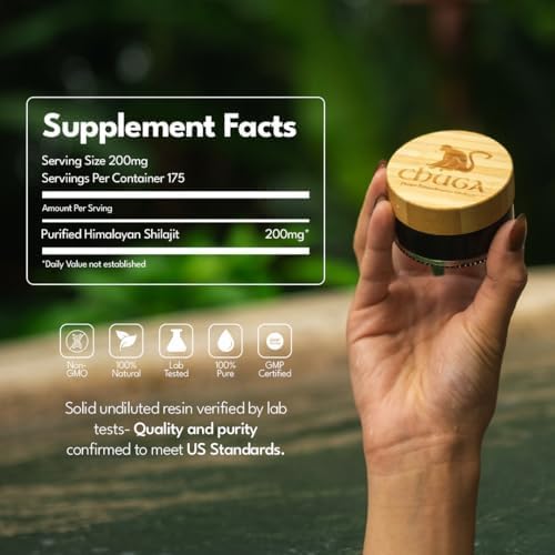Chuga Pure Himalayan Shilajit for Men & Women | Organic Shilajit Harvested 16,000 Feet | Lab Tested in USA, 74+ Fulvic Acid, Grade A, Immune Booster, Shilajit Resin 35 Grams, 175 Servings (Pack of 1)