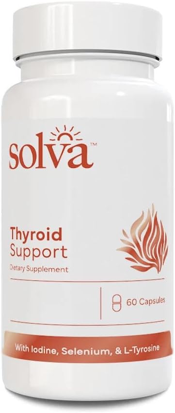 Solva Thyroid Support | Energy & Thyroid Health & Iodine Supplement, Selenium, Zinc, Manganese, Copper, L-Tyrosine, Guggul - Support for Women & Men