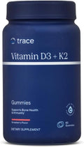 Trace Minerals Vitamin D3 + K2 Gummies - Bioavailable Vitamin Blend for Bone, Heart & Immune System Support - High-Potency - Plant-Based - Gluten-Free & Vegan - Strawberry - 60 Servings
