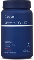 Trace Minerals Vitamin D3 + K2 Gummies - Bioavailable Vitamin Blend for Bone, Heart & Immune System Support - High-Potency - Plant-Based - Gluten-Free & Vegan - Strawberry - 60 Servings