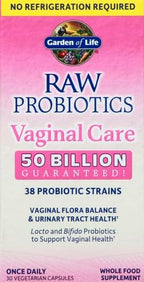 Garden of Life Raw Probiotics Vaginal Care - 50 Billion CFU - 38 Probiotic Strains - Supports Vaginal & Urinary Tract Health - Shelf Stable - 30 Vegetarian Capsules (Pack of 6)