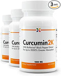 Stop Aging Now - Curcumin2K Formula with Bioperine - Brain & Heart Health, Antioxidants & Joint Health Support - Turmeric & Black Pepper Extract - 60 Vcaps (3 Bottle Multi-Pack)