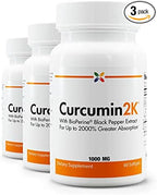 Stop Aging Now - Curcumin2K Formula with Bioperine - Brain & Heart Health, Antioxidants & Joint Health Support - Turmeric & Black Pepper Extract - 60 Vcaps (3 Bottle Multi-Pack)