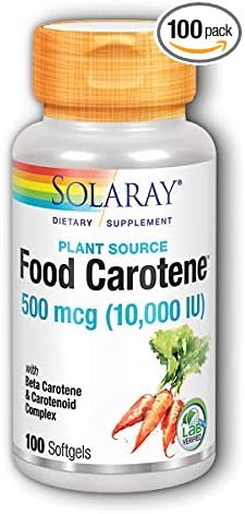SOLARAY Food Carotene, Vitamin A 10000 IU | Healthy Skin, Eyes, Antioxidant & Immune Support (100 CT)
