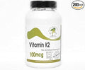 Vitamin K2 100mcg ~ 200 Capsules - No Additives ~ Naturetition Supplements