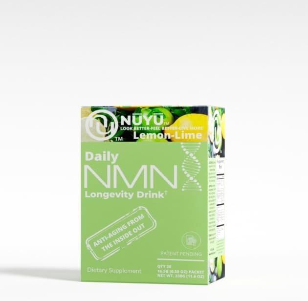 NUYU Labs Daily NMN Longevity Drink, All-in-One Anti-Aging Supplement with Pterostilbene, TMG, Calcium AKG, Collagen Peptides, B Complex, Vitamins B, C, D3, K2-MK7 (Lemon-Lime)