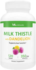 ML Naturals Milk Thistle & Dandelion Extract – 250mg Milk Thistle, 100mg Dandelion Root (Per Serving) 120 Capsules