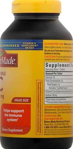 Nature Made Chewable Vitamin C 500 mg, Dietary Vitamin C Supplement for Immune Support, 150 Tablets, 150 Day Supply (Pack of 2)