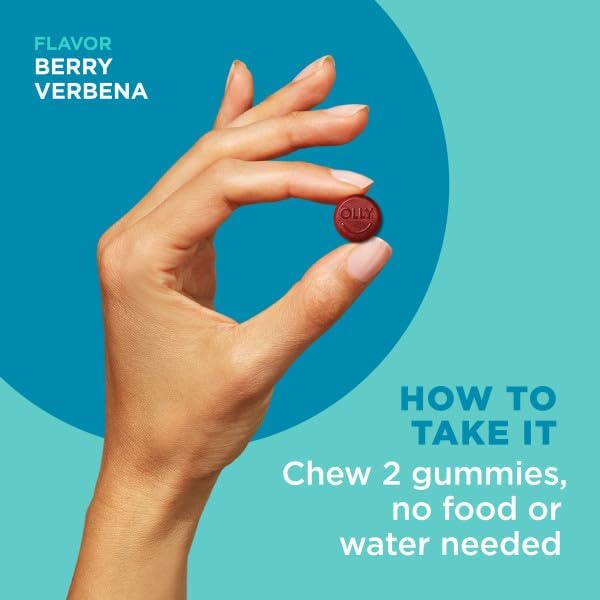 OLLY Goodbye Stress Gummy,GABA,L-Theanine,Lemon Balm,Stress Relief Supplement,Berry -,74 Count (Pack of 2)