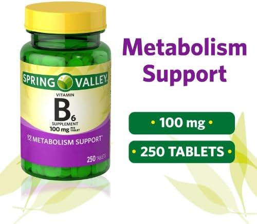 Generic Vitamin B6 Supplement Spring Valley, 100 mg, 250 Count + Sticker Dri Store