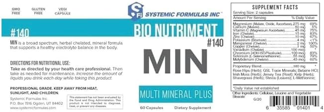 Systemic Formulas MIN #140 Multi Mineral Plus – 60 Capsules | Essential Mineral Complex for Daily Wellness, Cellular Replenishment & GeoMetal™ Keychain Pill Holder
