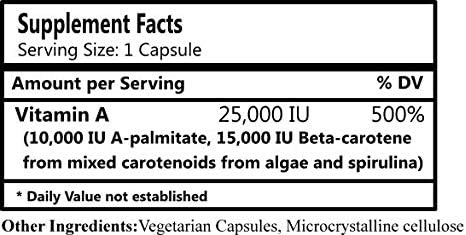 Daily Manufacturing Nutra-A Plus™ (Vitamin A-Palmitate & Beta-Carotene) 100 Vegetarian Capsules