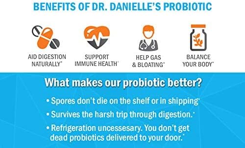 Dr. Danielle Probiotic - Probiotics for Women and Men, Adults by Dr. Danielle - Shelf Stable Probiotic Supplement - No Refrigeration Necessary - Bacillus - 60 Capsules