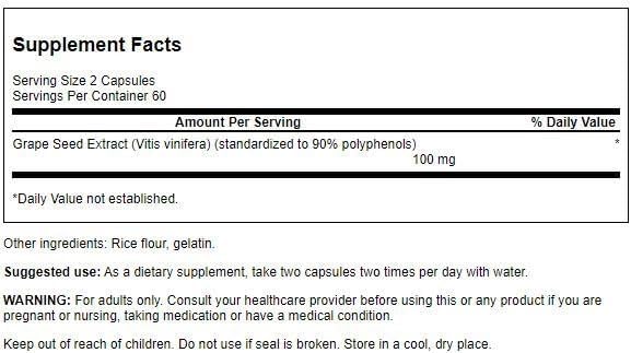 Swanson Grape Seed Extract (Standardized) 50 Milligrams 120 Capsules