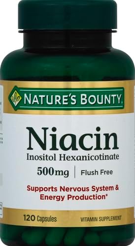 Nature's Bounty Niacin 500mg Flush Free, Cellular Energy Support, Supports Nervous System Health, 120 Capsules (Pack of 3)
