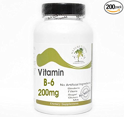 B-6 Vitamin 200mg ~ 200 Capsules - No Additives ~ Naturetition Supplements