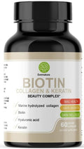 Evernatura Biotin Complex with Collagen, Keratin & Hyaluronic Acid, 120 Veggie Capsules, 25,000 Beauty Complex for Hair, Skin & Nail Health (1)