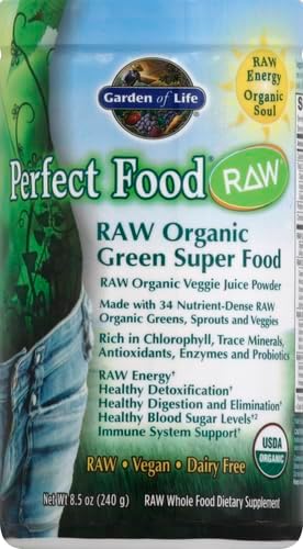 Garden of Life Raw Organic Perfect Food Green Superfood Juiced Greens Powder - Original Stevia-Free,30 Servings,Non-GMO,Gluten Free Whole Food Dietary Supplement,Alkalize,Detoxify,Energize,(Pack of 2)