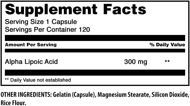 Amazing Formulas Alpha Lipoic Acid 300 Mg | Capsules Supplement | Non-GMO | Gluten-Free | Made in USA (1 Pack | 120 Count)