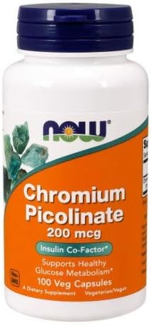 NOW Chromium Picolinate 200mcg, 100 Capsules (Pack of 2)