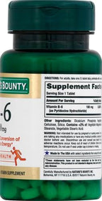 Nature's Bounty Vitamin B6 100mg Tablets - Supports Energy Metabolism & Nervous System Health, 100 Count (Pack of 3)