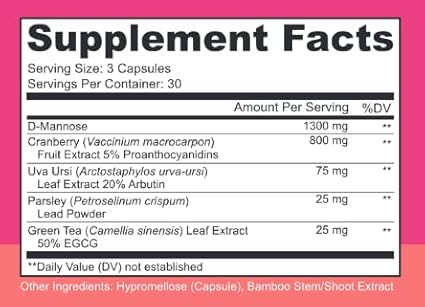 LIVELY VITAMIN CO. UTBye - Bladder and Prostate Health - Infections - Urinary Tract - UTI - Cranberry Extract - Holy Basil - Green Tea - Parsley - D-Mannose - for Men and Women - 90 Capsules