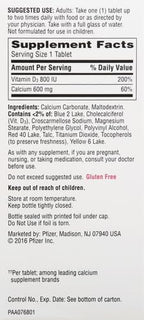 Caltrate 600 Plus D3 Calcium and Vitamin D Supplement Tablets, Bone Health Supplements for Adults - 60 Count (Pack of 4)