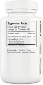 Maximum Pine Bark Extract 100 mg per Serving| Maritime Pine Bark Supplement for Natural Health Support (120 Capsules)