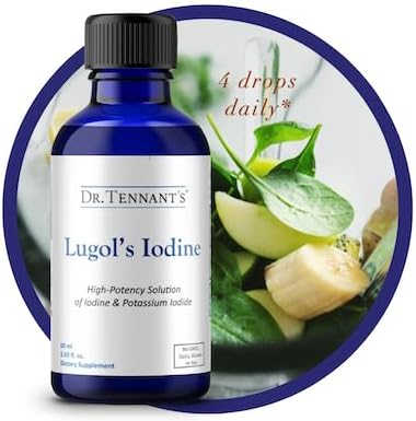 Liquid Lugol's Iodine Supplement 2% | Potassium Iodide Formula | Thyroid & Hormonal Balance Support | 2 Fl Oz with Dropper | 240 Servings | Dr. Tennant's
