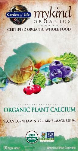 Garden of Life Calcium Supplement with Magnesium & Organic Vitamin D3 K2, Made from Whole Foods, Gluten-Free, 90 Count (Pack of 6)