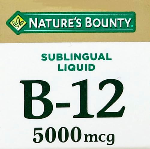 Nature's Bounty Vitamin B12 5000 mcg Sublingual Liquid,Cardiovascular Health & Cellular Energy Support,2 Fl Oz,(Pack of 3)