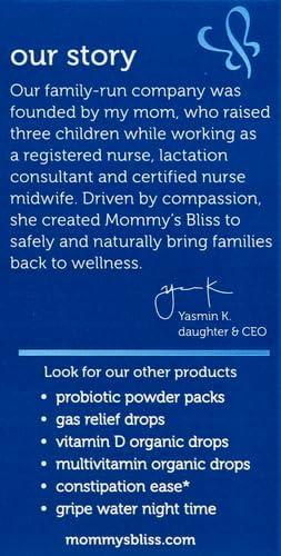 Mommy's Bliss Baby Probiotics + Vitamin D Drops,Supports Digestive Health & Immune Function*,400IU Vitamin D,Supports Bone Development*,Newborns+,Flavorless,0.34 Fl Oz (30 Servings),(Pack of 2)