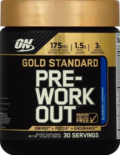 Optimum Nutrition Gold Standard Pre-Workout, Vitamin D for Immune Support, with Creatine, Beta-Alanine, and Caffeine for Energy, Keto Friendly, Blueberry Lemonade, 30 Servings, (Pack of 2)