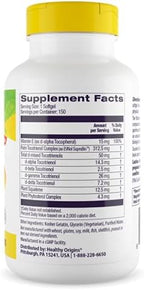 Healthy Origins Tocomin SupraBio Tocotrienols 50 mg (Non-GMO, Full Spectrum, Gluten Free, Cardiovascular Support, Skin Support), 150 Softgels