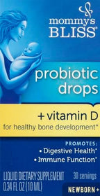 Mommy's Bliss Baby Probiotics + Vitamin D Drops,Supports Digestive Health & Immune Function*,400IU Vitamin D,Supports Bone Development*,Newborns+,Flavorless,0.34 Fl Oz (30 Servings),(Pack of 2)