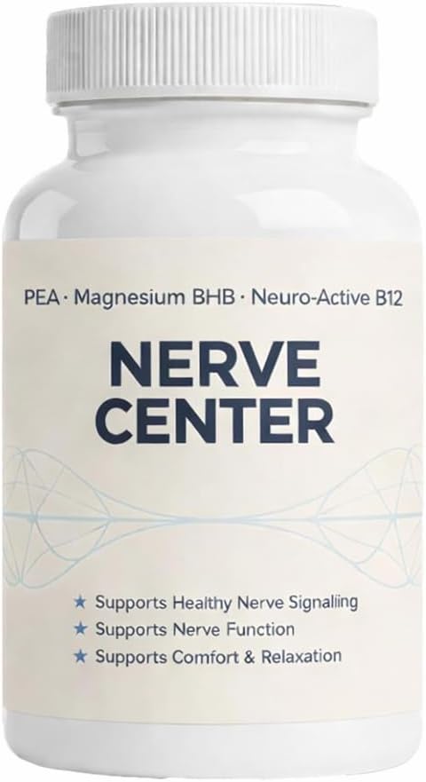 Nerve Center — Advanced Daily Nerve Support with Pea, Magnesium BHB & Vitamin B12 for Healthy Nerve Function, Cognitive Support & Daily Energy, 60 Capsules