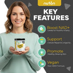 Nuton Happy Cells - NMN Supplement with Bioperine for Healthy Aging & Cellular Repair - NAD+ Supplement - Protects DNA, Promotes Skin Health & Brain Function - Vegan - Non-GMO Formula - 30 Capsules