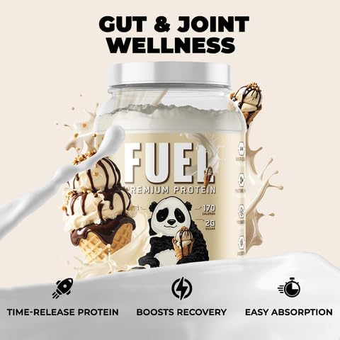Underground Bio Labs Panda Fuel Premium Protein Whey,Hydrolyzed Collagen,Casein,Probiotics, Enzymes, Keto Friendly,Time Release, 25 Servings (2.5 Pound, Ice Cream Sundae Cone)