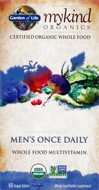 Garden of Life Once Daily Whole Food Multivitamin for Men, Organic Mens Vitamins & Minerals, Vitamin C, Zinc, Vegan, for Health & Well-Being, 60 Tablets (Pack of 6)