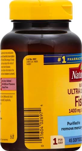 Nature Made Extra Strength Omega 3 Fish Oil Supplements, 1400mg, Fish Oil Omega 3 Supplements as Ethyl Esters for Healthy Heart, Brain, Eyes, Mood Support, 45 Softgels, 45 Day Supply, (Pack of 2)