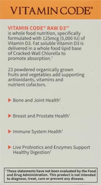 Garden of Life Vitamin D3 5000 IU, Raw Whole Food Supplements with Chlorella, Fruit, Veggies & Probiotics for Bone & Immune Health, 60 Vegetarian Capsules (Pack of 6)