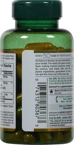 Nature's Bounty Turmeric with Black Pepper Extract,Supports Antioxidant Health,1000mg,60 Capsules,(Pack of 3)