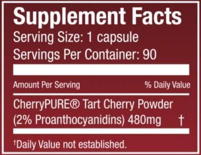 Montmorency Tart Cherry Dietary Supplement 480mg | 90 Count | Non-GMO & Gluten Free | Helps Support Joint Health