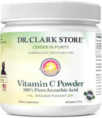Dr Clark Vitamin C Powder Ascorbic Acid - Immune Support Supplement, Gluten Free, Potent antioxidant, Supports Brain Function, Promotes Tissue Formation and Repair, 454gm | 16oz