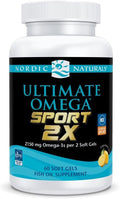 Nordic Naturals Ultimate Omega Sport 2X, Lemon Flavor - 60 Soft Gels - 2150 mg Omega-3 - NSF Certified Fish Oil with EPA & DHA - Heart & Muscle Health, Recovery - Non-GMO - 30 Servings