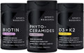 Sports Research Skin Health Bundle - Vitamin D3 K2 with Coconut Oil, Vegan Biotin 10,000mcg with Coconut Oil & Phytoceramides 350mg per Softgel Plant Derived Ceramides for Healthy Skin and Hydration