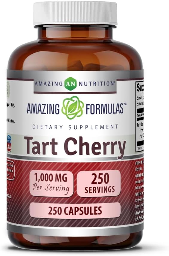 Amazing Formulas Tart Cherry Extract Supplement | 1000 Mg per Serving | Capsules | Non-GMO | Gluten-Free | Made in USA (1 Pack, 250 Count)