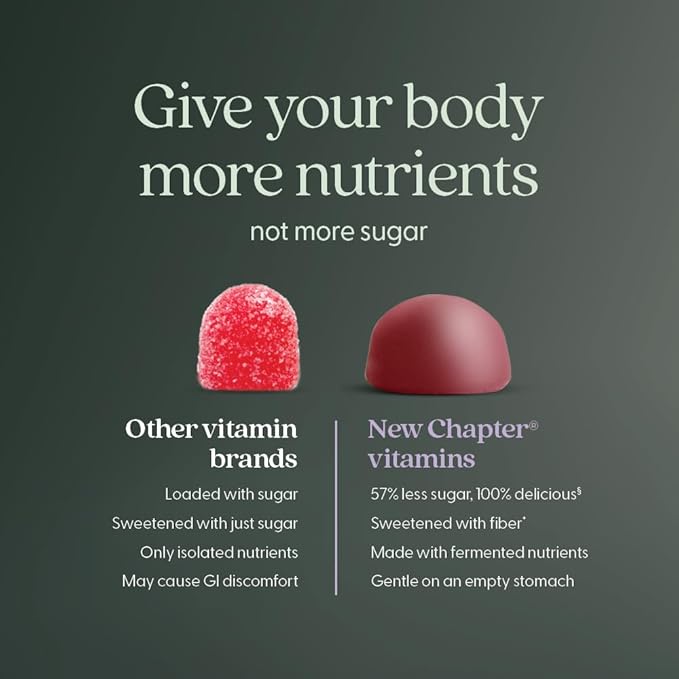 New Chapter Men’s Multivitamin Gummies, 57% Less Sugar, Men’s Gummy Vitamins with Vitamin C, D3 & Zinc, Non-GMO, Gluten Free, Berry-Citrus, 75ct