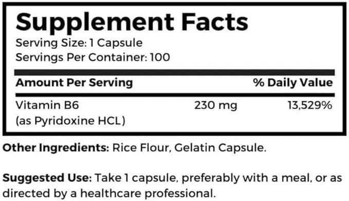 Dr. Clark Vitamin B6 Supplement, 230mg, 100 Capsules