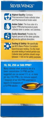 Natural Path Silver Wings Colloidal Silver 500ppm Immune Support Supplement 4 fl. oz. Dropper,(Pack of 2)